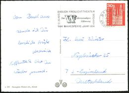SCHWEIZ 1954 (20.8.) MWSt.: BASEL 2/..FREILICHTTHEATER/Der Widerspenstigen/ Zähmung/1964 SHAKESPEARE-JAHR , Klar Gest. B - Schrijvers