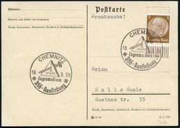 CHEMNITZ/ Logenmuseum/ DSG-Ausstellung 1938 (17.9.) Seltener U. Gesuchter SSt = German. Schwert Zerstört Jehova-Stein ,  - Francmasonería