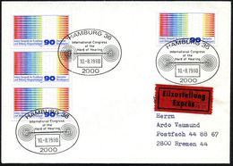 2000 HAMBURG 36/ Internat.Congress/ Of The/ Hard Of Hearing 1980 (10.8.) SSt = Akustik-Symbol 3x Auf Reiner MeF: 4x 90 P - Muziek