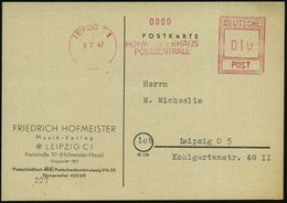 LEIPZIG C 1/ HOFMEISTERHAUS/ POSTZENTRALE 1947 (9.7.) Seltener AFS-Typ (Hochrechteck) Firmen-Orts-Kt.: FRIEDRICH HOFMEIS - Muziek