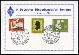 (14a) STUTTGART/ B/ 14.DEUTSCHES SÄNGERBUNDESFEST 1956 (3.8.) SSt = Notenzeile 2x Rs. Auf Sonder-Kt. (Michaelis Nr.23, + - Musica