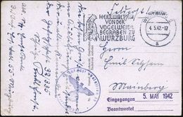 WÜRZBURG 2/ A/ HERR WALTHER/ VON DER/ VOGELWEIDE.. 1942 (4.5.) Seltener MWSt = Walther Von Der Vogelweide (aus Buchmaler - Music