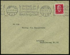 MÜNCHEN/ *2*/ ..Genuß Der/ Opernübertragung/ Durch Fernsprecher! 1929 (Apr.) Seltener BdMWSt Klar Auf Inl.-Bf. (Bo.S 90  - Música