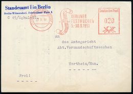 (1) BERLIN-WILMERSDORF 1/ BERLINER/ FESTWOCHEN/ 5.-30.9. 1951 (27.9.) AFS = Bass-Schlüssel Mit Flaggen Auf Dienst-Kt.: S - Muziek