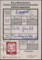 1 BERLIN 1962 (27.11.) 20 Pf. Bach EF Auf Einl.-Schein = Gebühr Für "Doppel Für DDR-Geschenksendung" , Seltener Beleg U. - Música