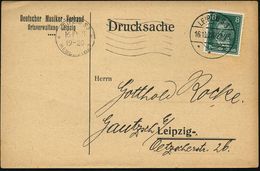 DEUTSCHES REICH 1928 (16.10.) 8 Pf. Beethoven, EF , Klar Gest. (LEIPZIG S 3) + MaWellenSt., Vordr.-Orts-Kt.: Deutscher M - Muziek