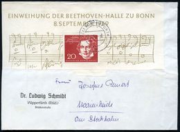 B.R.D. 1960 20 Pf. Beethoven, EF Block-Oberrand Mit Randinschrift U. Notenzeilen , Klar Gest. Inl.-Bf. (Mi.317 EF, + 75. - Music