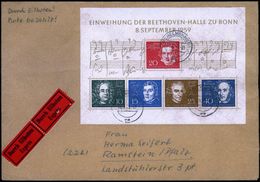 B.R.D. 1959 (22.9.) Beethoven-Block, EF = Beethoven, Händel, Spohr, Haydn U. Mendelssohn-Bartholdy , Sauber Gest. (WILHE - Muziek