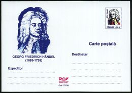 RUMÄNIEN 1998 450 L. Sonder-P "G. F. Händel" = Brustbild Händel , Ungebr. (Mi.P 1255) - GEORG FRIEDRICH HÄNDEL - G.F. HA - Muziek