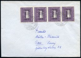 B.R.D. 1956 10 Pf. "W. A. Mozart", Reine MeF: 4er-Streifen , Portorichtiger Ausl.-Bf. (Mi.228, MeF) - WOLFGANG AMADEUS M - Muziek