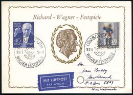 (13a) BAYREUTH/ WAGNER-FESTSPIELE 1955 (24.7.) SSt (Lorbeer) Auf 40 Pf. Rich. Strauss (Mi.120, 124 + 64.- EUR) Übersee-F - Muziek