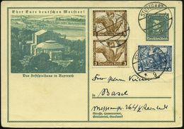 DEUTSCHES REICH 1934 (4.4.) 6 Pf.+ 4 Pf. Sonder-P. Richard Wagner, "Das Festspielhaus In Bayreuth" + Zusatzfrankatur Wag - Muziek