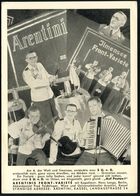 Kassel 1943 S/w.-Reklame-Kt.: ARENTINI FRONT-VARIETE = Musikalisches Trio In Wehrmachts-Unformen Mit Akkordeon, Violine  - Musica