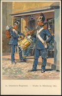 BAYERN 1914 PP 5 Pf. Huppwappen, Grün: 100 Jahrfeier 14. Inf.-Regt. Hartmann = Wache In Nürnberg,  T R O M M L E R  1851 - Música