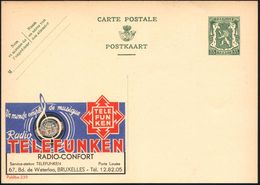 BELGIEN 1935 35 C. Reklame-P Löwe, Grün: Radio TELEFUNKEN/ RADIO-CONFORT..BRUXELLES (Telefunken-Logo, Violinschlüssel, G - Muziek