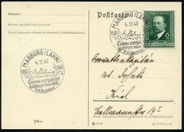 MARBURG (LAHN)/ E V Behrens/ D/ Erinnerungsfeier... 1940 (4.12.) SSt Mit UB "d" Auf EF 6 + 4 Pf. Emil V. Behring = Nobel - Prix Nobel