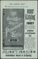 Leipzig 1906 (Nov.) P 3 Pf./2 Pf. Germania + Rs. Reklame-Zudruck: Gebr. Senf's Jllustrierter Postwertzeichen Katalog 190 - Esposizioni Filateliche