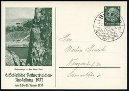 Breslau/ 6.Schlesische/ Postwertzeichen-/ Ausstellung 1937 (3.1.) SSt = Rathaus Auf PP 6 Pf. Hindenbg. Grün: Riesengebir - Philatelic Exhibitions