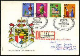 415 KREFLED 1/ SAMMLERGILDE H.v.STEPHAN/ DIE POST IN LIECHTENSTEIN.. 1972 (Mai) SSt = Krone 2x + Sonder-RZ: 415 Krefeld  - Briefmarkenausstellungen