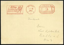 ZITTAU/ ***/ Zittau/ Im Grünen Ring/ 29.6.-7.7.1935/ Briefmarkenausstellung 1935 (1.7.) Seltener PFS 3 Pf. Achteck In Ro - Filatelistische Tentoonstellingen