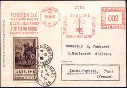 UNGARN 1934 (10.5.) AFS 002 F.: BUDAPEST/Fr 72/II. ORSZAGOS/JUBILEHE/BELYEGKALLITAS/ KIRENDELTSEGE/ .."FILATELIAI-KURIR" - Esposizioni Filateliche