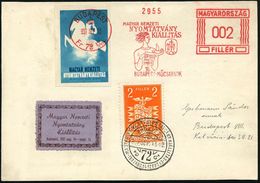 UNGARN 1937 (13.9.) AFS.: BUDAPEST/Fr 72 I-114/MAGYAR NEMZETI/NYOMTATVANY/KIALLITAS.. (Figur M. Flammenschale, Kreuz-Mon - Briefmarkenausstellungen