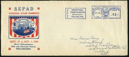 U.S.A. 1939 (28.9.) Blauer AFS.: PHILADELPHIA/PA./PB METER/93331/SEPAD/1939 NATIONAL/STAMP EXHIBITION.. Klar Auf Inl.-Co - Filatelistische Tentoonstellingen