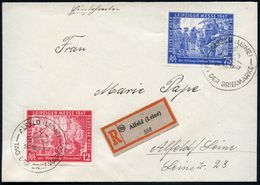 ALFELD(LEINEN)/ TAG DER BRIEFMARKE 1947 (26.10.) SSt (Brieftaube) + RZ: (20 A) Alfeld (Leine), Seltener Inl.-R-Bf. (Bo.  - Tag Der Briefmarke