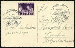 AUGSBURG/ TAG DER BRIEFMARKE 1942 (11.1.) SSt (Posthorn Etc.) 2x Auf EF 6 Pf.+ 24 Tag Der Briefmarke (Mi.811 ,EF + 8.- E - Giornata Del Francobollo