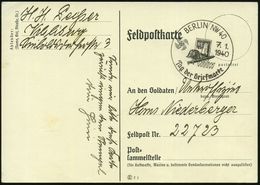 BERLIN NW 40/ WHW/ Tag Der Briefmarke 1940 (7.1.) SSt = Danzig-Marke 6 Pf. (u. Stahlhelm, Bajonett) Klar Gest. Feld-post - Giornata Del Francobollo