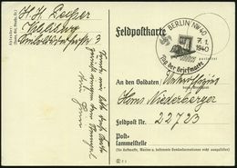 BERLIN NW 40/ WHW/ Tag Der Briefmarke 1940 (7.1.) SSt = Danzig-Marke 6 Pf. (u. Stahlhelm, Bajonett) Klar Gest. Feld-post - Día Del Sello