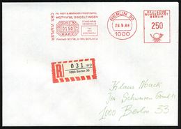 1000 BERLIN 30/ FG POST-& ABSENDER-FREISTEMPEL/ MOTIVA'88 SINDELFINGEN/ TAG/ DER/ BRIEFMARKE.. 1988 (29.9.) AFS 250 Pf.  - Dag Van De Postzegel