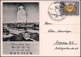 BREMEN/ TAG DER BRIEFMARKE/ GDS 1943 (10.1.) SSt = Merkurkopf EF 6 + 24 Pf. Tag D. Briefmarke (Mi.828 EF) Seltene Sonder - Dag Van De Postzegel