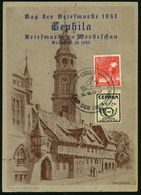 CELLE/ TAG DER BRIEFMARKE 1947 (26.10.) SSt = Brieftaube + Motivgl. Ausst.-Vignette: CEPHILA 26.10. Vs. Auf Gedenkblatt: - Giornata Del Francobollo