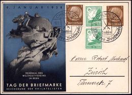 CHEMNITZ/ Sachsen/ 3.Tag Der Briefmarke 1938 (9.1.) SSt (2 Kursschwerter) Auf PP 3 Pf. Hindenbg., Braun: TAG DER BRIEFMA - Dag Van De Postzegel