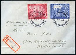 DUISBURG/ TAG DER BRIEFMARKE 1947 (26.10.) SSt (Brieftaube) Kompl.Satz Leipz.Messe (schwache Falten) , Klar Gest. Inl.-R - Giornata Del Francobollo