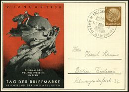 FRIEDBERG (HESS)/ RdPh/ Tag Der Briefmarke 1938 (9.1.) SSt Auf Entspr. PP 3 Pf. Hindenbg., Braun: TAG DER BRIEFMARKE = U - Día Del Sello