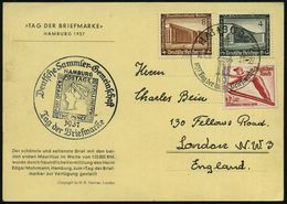 HAMBURG 1/ Tag Der Briefmarke 1937 (10.1.) SSt = Turm Der St.-Michaels-Kirche + HdN: DSG/Tag Der Briefmarke In Blauschwa - Día Del Sello