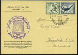 HAMBURG 1/ Tag Der Briefmarke 1937 (9.1.) SSt +  V I O L E T T E R   HdN: DSG/MAURITIUS/POST OFFICE/Tag D.Briefmarke ("B - Dag Van De Postzegel