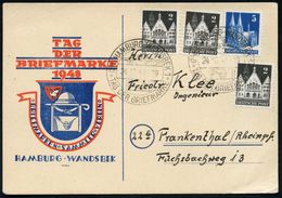 (24a) HAMBURG-WANDSBEK 1/ TAG DER BRIEFMARKE 1948 (24.10.) SSt = Wanderhut, Wanderstock U. Wander-Tasche (= Insignien De - Giornata Del Francobollo