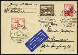 HANNOVER 1/ Tag D.Briefmarke 1937 (10.1.) SSt 3x Klar Auf Portorichtigem Inl.-Flp.-Karte (Bo.39) - - Giornata Del Francobollo