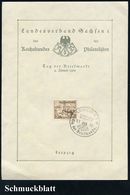 LEIPZIG C1/ RdPH/ Tag D.Briefmarke 1938 (9.1.) SSt Auf 3 + 2 Pf. WHW Auf Gedenkblatt: Landesverb. Sachsen I/Tag D.Briefm - Día Del Sello