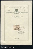 LEIPZIG C1/ RdPH/ Tag D.Briefmarke 1938 (9.1.) SSt Auf 3 + 2 Pf. WHW Auf Gedenkblatt: Landesverb. Sachsen I/Tag D.Briefm - Journée Du Timbre