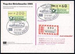 7032 SINDELFINGEN 1/ BODENSEE-/ SCHIFFSPOST/ 1882-1961/ TAG DER BRIEFMARKE 1985 (27.10.) SSt = Histor. Bodensee-Raddampf - Día Del Sello