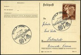 STOLP (POM)/ TAG DER BRIEFMARKE 1942 (11.1.) Seltener SSt (Posthorn, KdF-Logo Etc.) Klar Gest. Inl.-Kt. (Bo.15 = Seltene - Giornata Del Francobollo