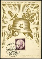 WEIMAR/ TAG DER BRIEFMARKE 1942 (11.1.) SSt (Posthorn) Auf Kriegs-Gedenkblatt, Sign.Ax-Heu (Bo.23) - - Dag Van De Postzegel