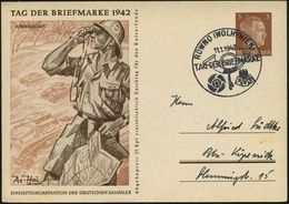 DT.BES.UKRAINE 1942 (11.1.) SSt: ROWNO (WOLHYNIEN)/TAG DER BRIEFMARKE Auf Sonder-P 3 Pf. Hitler: TAG DER BRIEF-MARKE/ AF - Journée Du Timbre
