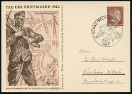 DT.BES.UKRAINE 1942 (11.1.) SSt: ROWNO (WOLHYNIEN)/TAG DER BRIEFMARKE AUF Sonder-P 3 Pf. Hitler: TAG DER BRIEFMARKE, ORG - Dag Van De Postzegel