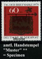 B.R.D. 1979 (Okt.) 60 + 30 Pf. "Tag Der Briefmarke" (Posthausschild Altheim) + Amtl. Handstempel  "M U S T E R"  = Speci - Dag Van De Postzegel