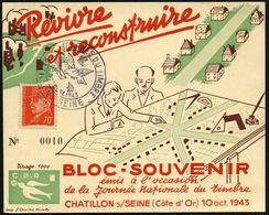 FRANKREICH 1943 (10.10.) SSt: CHATILLON S/SEINE/JOURNEE DU TIMBRE Auf Numerierten Gedenkblatt "Tag Der Briefmarke" (Nr.1 - Giornata Del Francobollo